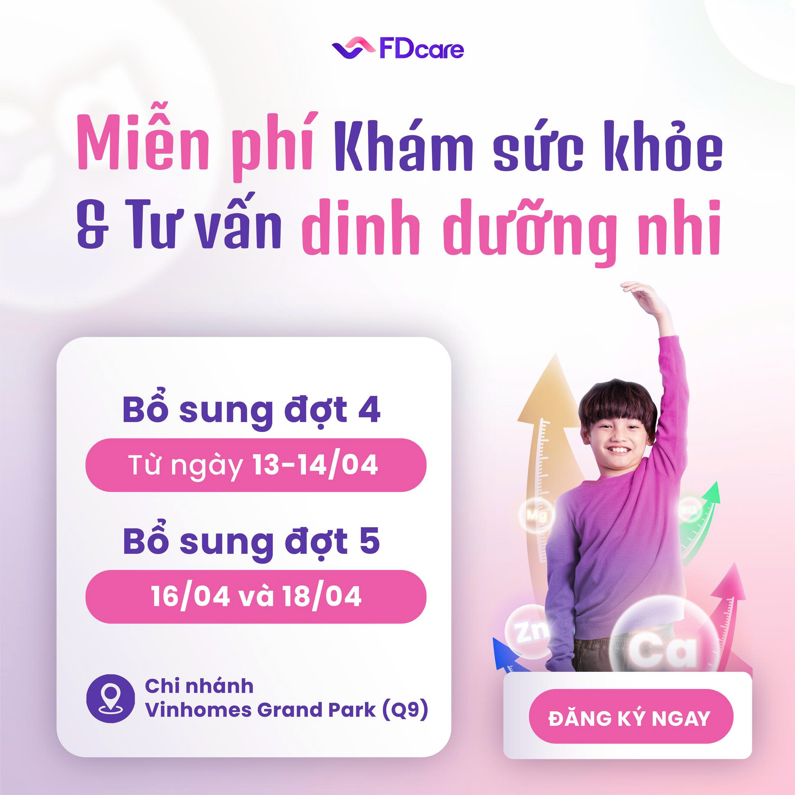 BỔ SUNG ĐỢT 4 & 5 CHƯƠNG TRÌNH MIỄN PHÍ KHÁM SỨC KHỎE & TƯ VẤN DINH DƯỠNG CHO BÉ