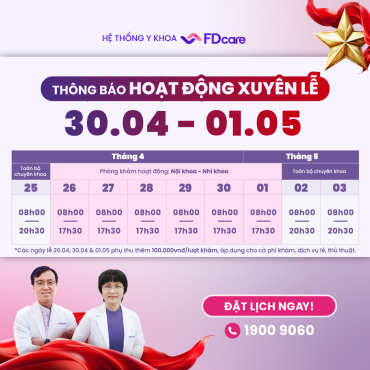 FDCARE THÔNG BÁO HOẠT ĐỘNG XUYÊN LỄ 30/04 – 01/05